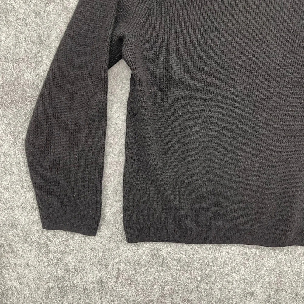 Vince Mens Black Waffle Knit Crewneck Sweater Size L Long Sleeve Pullover